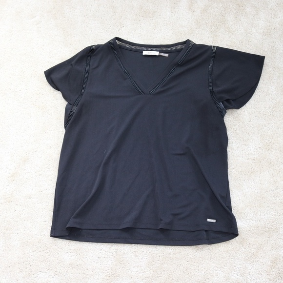 Calvin Klein Black V-Neck Blouse - Picture 1 of 4